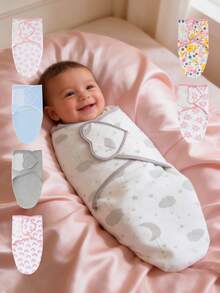 1 Set Soft Cotton Newborn Swaddle Blanket, Suitable For Baby Boys And Girls, Suitable For Spring/Summer Use, Easy To Use And Wrap, Suitable For 0-3 Months Infants, Suitable As Gift For Various Occasions, Suitable For Newborn Baby Essentials List - Multicolor - View 9