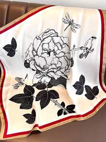 Women's Silk Touch Scarf, Square Scarf 70*70cm, Hair Scarf, Double-Sided Black Stripes - 香檳色 - 查看 4