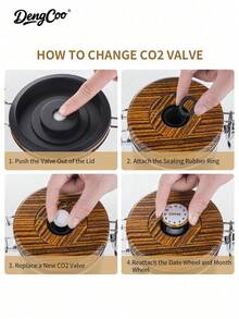 Dengcoo 1个1.8升咖啡罐，咖啡豆密封储存罐，不锈钢厨房食品储存容器，带日期追踪器和量勺，咖啡配件，适用于研磨咖啡、咖啡豆、茶叶、糖、面粉、谷物等。 - 彩色 - 查看 2