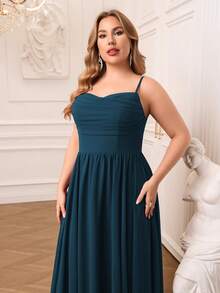 AOSHABABI Navy Blue Draped Chiffon Elegant Women's Evening Gown, Suitable For All Formal Occasions, Galas, Wedding Guests, Music Festivals, Holiday Parties, Graduation Dances, Cocktail Parties, Dates, Vacations, And Bridesmaid Dresses Spring Party - Navy Blue - View 5