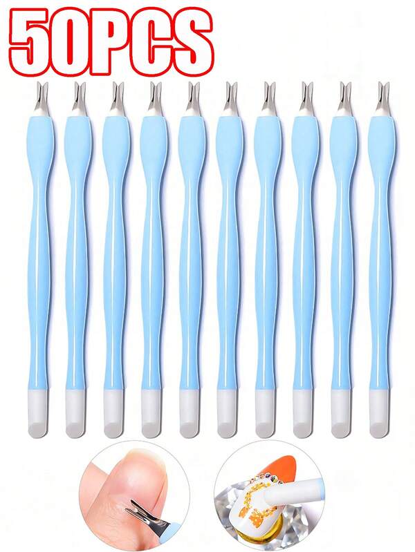 50pcs/20pcs/2pcs Double-Headed Exfoliation Tools, Exfoliation Forks, Nail Press Sticks, Nail Press Tools, Nail Tools, Double-Headed Nail Auxiliary Tools, Nail Salon