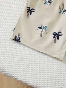Boys Palm Tree Print Shirt & Shorts - Apricot - View 9