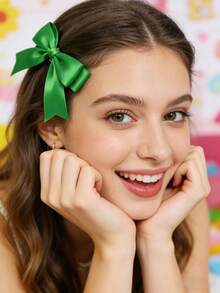4pcs St. Patrick's Day Hair Accessories, Irish Glossy Satin Bow Hair Clips, Clover Alligator Clip Headpieces, Essential Fashion Accessories For Holiday Dress-Up, Perfect Gifts For Family And Friends - Multicolor - View 8