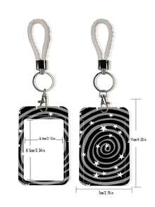 1个ABS黑色星形图案证件卡套，便携式夹子设计，适用于校园卡、身份证、交通卡、明星照片卡、钥匙链、包包挂件 - 彩色 - 查看 7