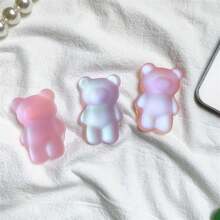 一款可爱的 3D 彩色磨砂熊形气囊手机支架，带可折叠指环和弹性支架，兼容所有手机/平板电脑。 - 彩色 - 查看 4