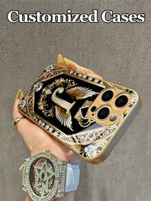 1 ốp lưng điện thoại tùy chỉnh 26 chữ cái, màu đen vàng, trang trí đá quý, họa tiết khắc cổ điển, chất liệu kính cường lực, tương thích với iPhone 17 Air/16 Pro Max/15 Pro/14 Plus/13 Pro/12 Pro Max/11/Xs Max/8/7/6 Plus, S24 Ultra/S25 Ultra/A12, thiết kế cao cấp dành cho doanh nhân, món quà tuyệt vời nhất cho bạn trai, bạn gái và gia đình, phiên bản quốc tế, không phải phiên bản nội địa. - Vàng - Xem 5