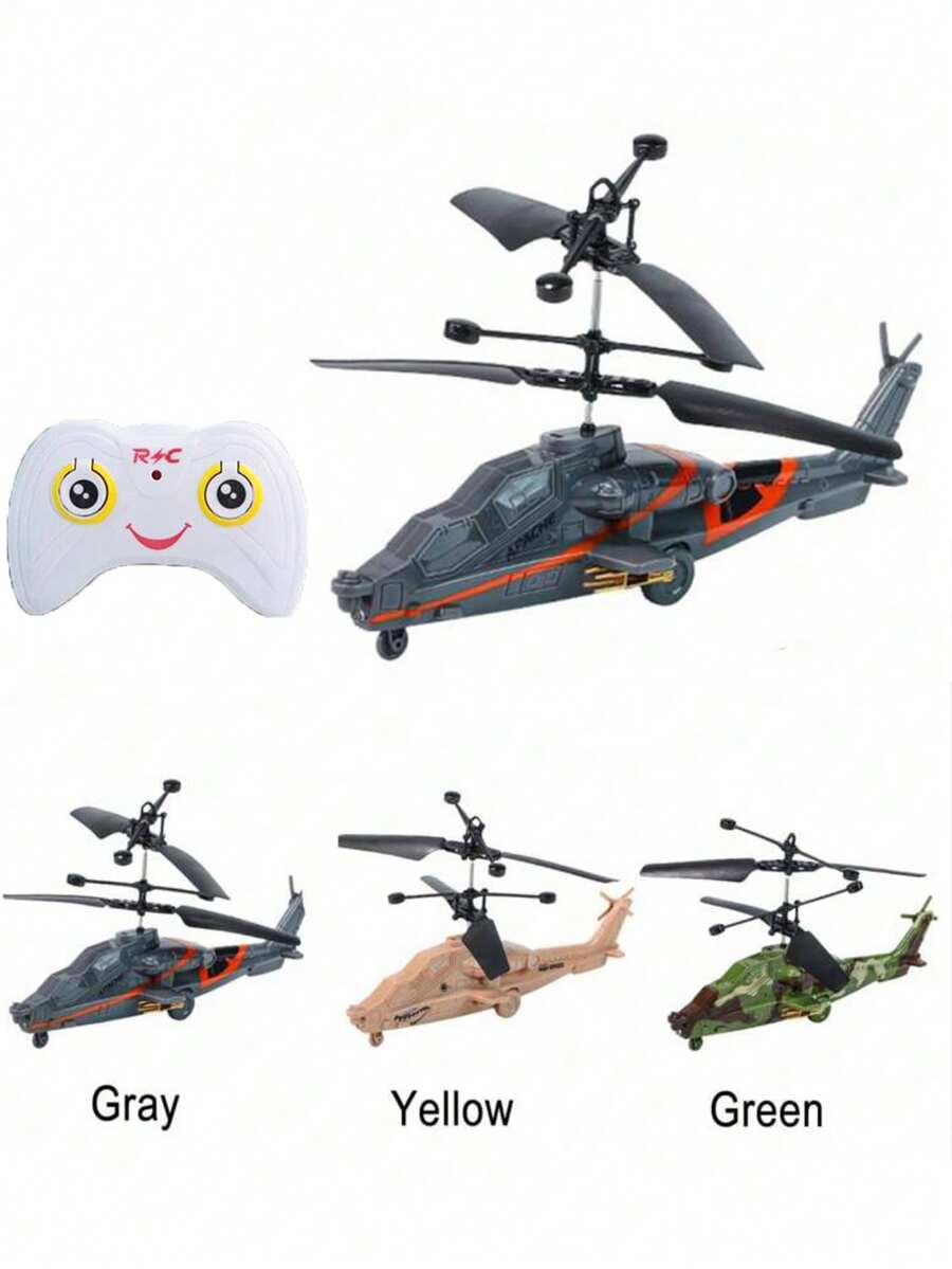 Infrared Sensing Remote Control Helicopter, Made Of Anti-Fall Material. Birthday Gift, Sensing Helicopter, Remote Control Helicopter Airplane Plastic Flying Toy, Gesture Sensing Flying Device, Infrared Interactive Educational Toy, With LED Light Cover, Remote Control Not Included With Batteries. - Multicolor - View 1