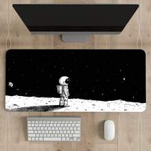 1pc Extra-Large Gaming Mouse Pad With Astronaut Moon Starry Night Black And White Illustration, Non-Slip Washable Rubber Base Large Desk Mat Office Accessory Computer Decor Dirt Resistant Gamepad Cover Ideal Long Tablemat For GamersFashion Workspace - Black and White - View 8