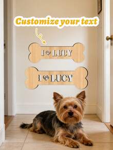 1 pieza Placa personalizada "Amo a mi perro", Etiqueta de nombre de perro personalizada, Placa de nombre de perro de madera, Placa personalizada con forma de hueso de perro - Multicolor - Ver 9
