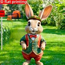 2D Flat Printed 1pc. 2D Rabbit Garden Acrylic Garden Ground Sign Decoration Craft Outdoor Lawn Art Decor Holiday Decoration Easter, Holiday Gift And Multipurpose