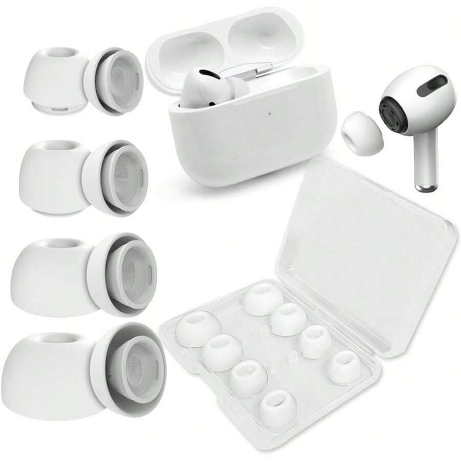 4 Pairs Replacement Ear Tips For AirPods Pro 1st Generation & 2nd Generation With Noise Reduction Hole, Silicone Ear Tips For Airpods Pro With Portable Storage Box (XS/S/M/L) - 預設 - 查看 1