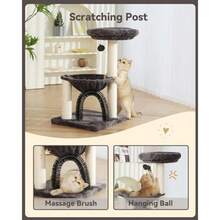 HOOPET Árbol para gatos torre para gatos de 27.8 pulgadas para gatos de interior árbol para gatos de varios niveles con postes rascadores cesta de felpa y percha para descanso de juego árbol de actividades para gatos con bola colgante para gatitos y gatos pequeños - como en la foto - Ver 4