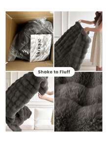 Ultra Soft Cozy Faux Fur Throw Blanket-Fuzzy Plush Thick Bubble Blanket, Fluffy Blanket For Couch, Sofa, Bedroom, And Living Room, 50x60 Inches, Dark Grey Taupe,40008322 - 深灰色 - 查看 6