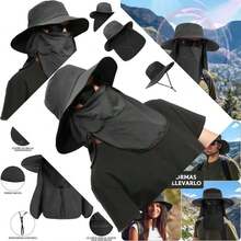 Sombrero de Pesca Protección UV, UPF50+ Sombrero para el Sol para Hombre y Mujer, Gorro Pescador con Cortinas para Cara y Cuello, Plegable y Impermeable, para Senderismo, Camping, Playa, Jardín Unisex - como en la foto - Ver 1