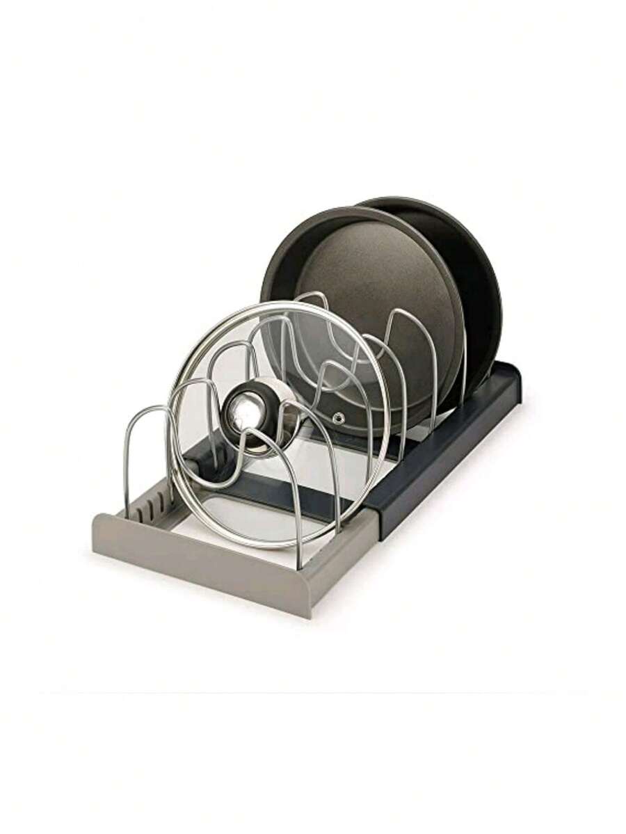 1pc Kitchen Utensil Holder Rack, Expandable Pot Pan Organizer Shelf For Cookware Storage - Multicolor - View 1