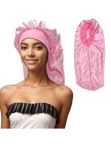 Women's Satin-Lined Sleep Cap With Elastic Band, Multiple Colors Available, Soft Polyester Knit Lining, Suitable For Long Hair, Women's Sleep Cap, Solid Color Sleep Cap, Suitable For Bathing And Sleeping, Applicable For Spring, Summer And Autumn Sleep Bonnet,Beach,Hat,Holiday,Travel - Multicolor - View 12