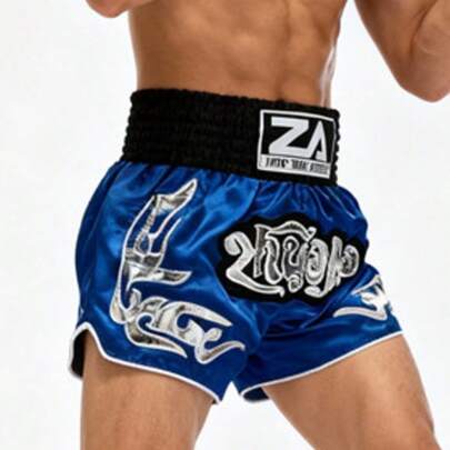 Pantalones cortos de Muay Thai de tela de poliéster duradera, adecuados para entrenamiento y competición de deportes de lucha de Muay Thai