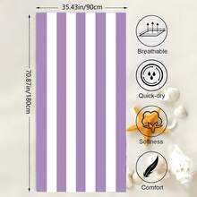 大号粉色条纹沙滩巾，加厚防沙柔软毯，适用于游泳池、沙滩，可用作沙滩巾、浴巾、女士披肩，数码印花速干浴巾，双面抓绒速干浴巾，可爱粉蓝条纹超强吸水运动毛巾，便携式沙滩巾，马拉松健身速干毛巾，防水、防沙、防尘，沙滩必备，情侣沐浴巾 - 彩色 - 查看 13