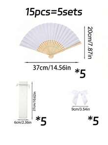3/15/30支装白色和绿色纸扇套装,白色竹制折叠手扇,优雅女士便携式纸扇,夏季白色和绿色婚礼回礼,配有绿色领结和透明收纳袋,适用于新娘送礼会、生日派对赠品、拍照道具和婚礼派对装饰 - 彩色 - 查看 19