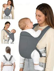 New Upgraded Multi-Functional Baby Carrier, Breathable Baby Wrap, Adjustable Size Suitable For All Seasons, Ideal For Daily Use, Travel And Outdoor Activities, Portable Baby Travel Gear, Adjustable Front And Back Straps For Comfort, Perfect Gift For Newborn Baby, Essential For Infant Boys And Girls - Dark Grey - View 2