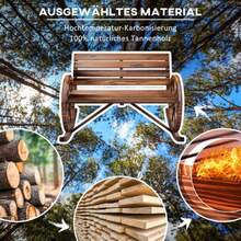 Wooden Swing Chair, 2-Seater With Armrests, Maximum Load 240 Kg, For Garden And Balcony, Burnt Wood Finish