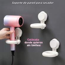 Soporte para secador de pelo con ventosa: se adhiere firmemente a la pared con presionar.Fácil de desmontar, resistente al agua y a la humedad.También se puede usar para colgar pequeños objetos.Con él, tu baño estará siempre ordenado. - Blanco - Ver 1