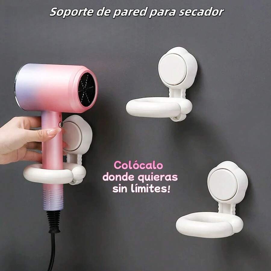 Soporte para secador de pelo con ventosa: se adhiere firmemente a la pared con presionar.Fácil de desmontar, resistente al agua y a la humedad.También se puede usar para colgar pequeños objetos.Con él, tu baño estará siempre ordenado. - Blanco - Ver 1