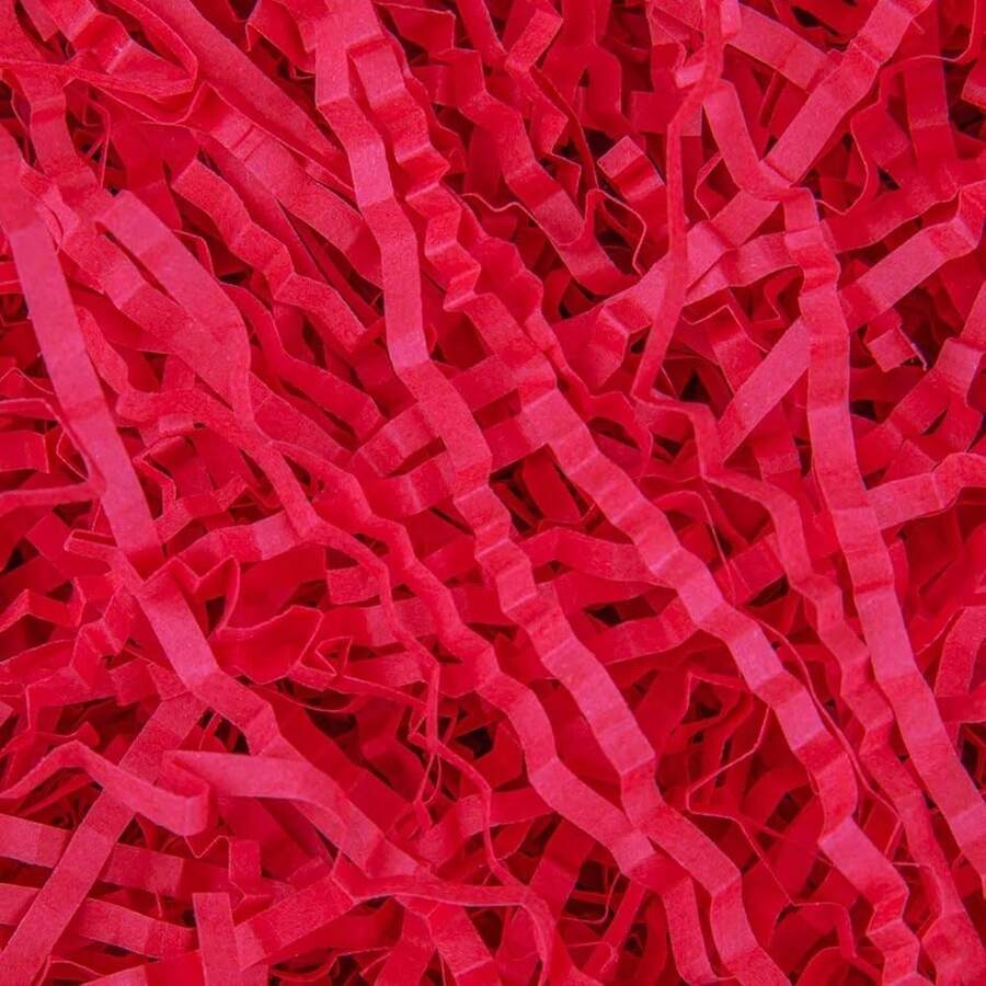 Crinkle Cut Paper Grass Filler For Easter Christmas Wedding Birthday Bridesmaid Engagement Craft Gift Boxes Bags Filler Decoration 4.5oz Red - 紅色的 - 查看 1