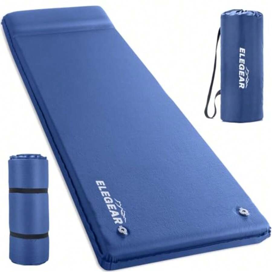 CYPNElegear Inflable Colchoneta Camping Individual Espuma Memoria Colchoneta Dormidos 8CM Espesor Colchón Autohinchable Matrimonial para Acampar Camping Dormir Mochileros Senderismo Tiendas VerdeFashion - 219614678 - Ver 1