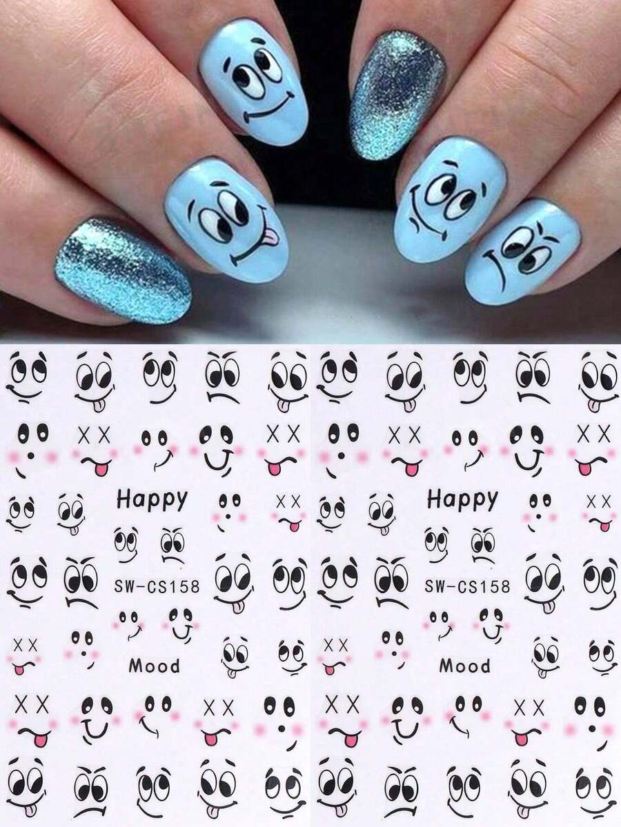 Cute Cartoon Eyes Nail Stickers, Nail Art Decals, DIY Manicure, Great For Nail Salons And Retail Nails Nail Supplies - Multicolor - View 1