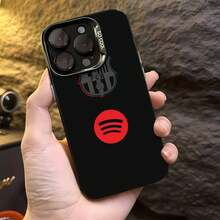 Logotipo del FC Barcelona con los logotipos de  y Spotify. Esta elegante funda es compatible con los modelos  17, 16, 15, 14 Pro Max, 13, 12, 11, XR y XS Plus. Fabricada en TPU flexible, resistente a golpes y arañazos, ofrece una excelente protección contra caídas y un agarre cómodo. Es un regalo ideal para familiares, amigos y seres queridos, y una opción perfecta para festivales. - Negro - Ver 4