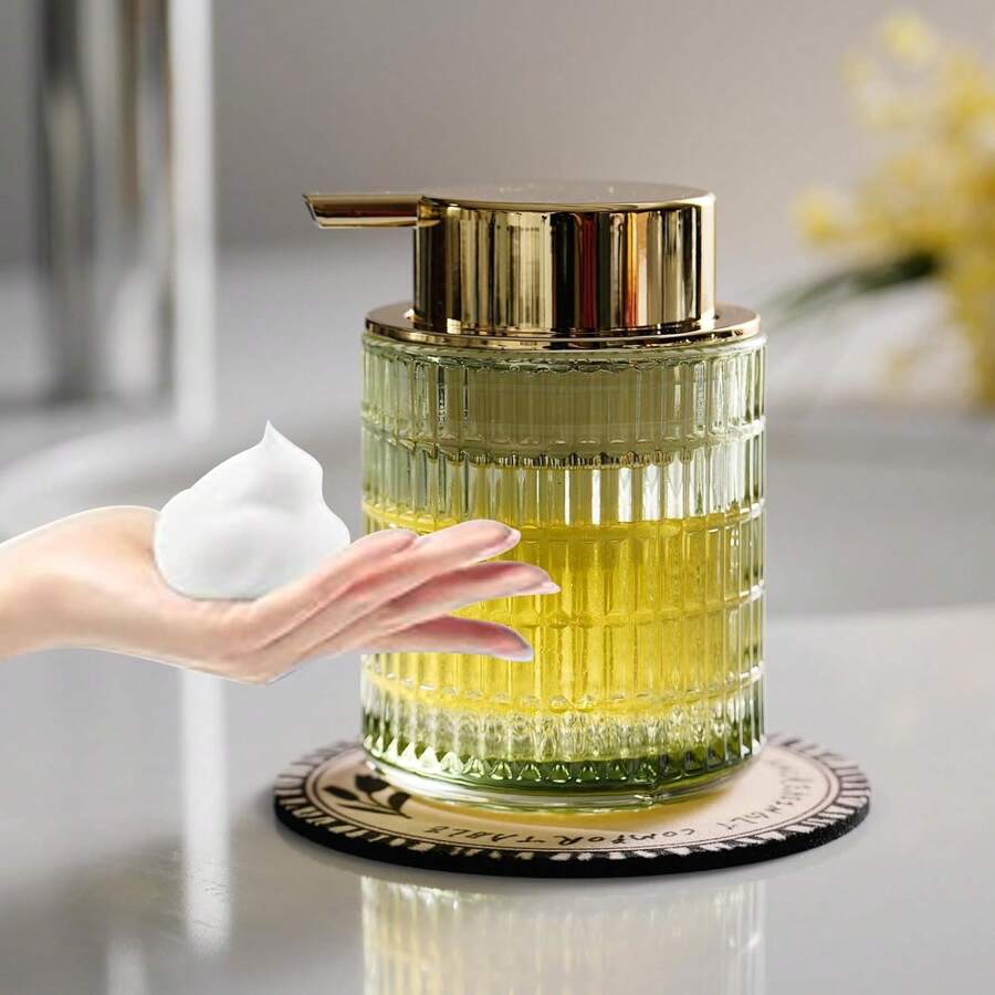 Euuztu Foaming Hand Soap Dispenser, Glass Foam Soap Dispenser Or Lotion Dispenser Kitchen & Bathroom Refillable Glass Soap Dispenser With Large Silver Pump-1 Pack - màu xanh lá - Xem 1