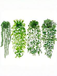 1 件人造吊兰，仿真花/盆栽，仿桉树藤蔓，曼陀罗藤蔓盆栽，适合室内/室外家居置物架装饰（不含花盆）/派对小礼物 - 綠色 - 查看 2