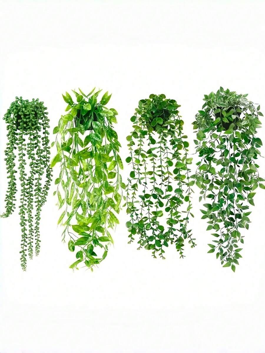 1 件人造吊兰，仿真花/盆栽，仿桉树藤蔓，曼陀罗藤蔓盆栽，适合室内/室外家居置物架装饰（不含花盆）/派对小礼物