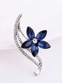 Rhinestone Flower Brooch, Women's Anti-Flashing Dress Brooch, Mother's Day Gift, Versatile For Daily Wear - Blue - View 4