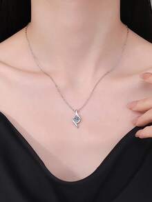 1pc Elegant Luxury 925 Sterling Silver 1 Carat 6.5mm Moissanite Necklace, Suitable For Women's Daily Wear, Party, Holiday, Valentine's Day, Mother's Day, Birthday, Wedding Anniversary, Women's Jewelry Gift