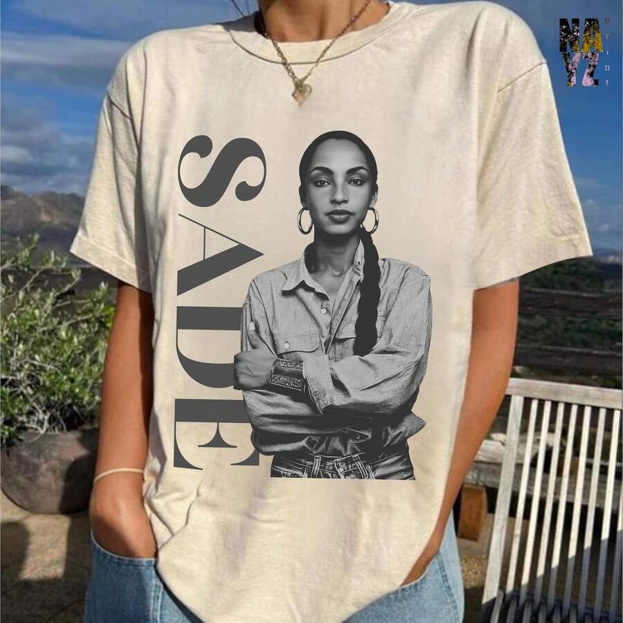 Sade Retro Vintage Shirt Retro Sade Shirt Sade Concert Shirt Sade Adu Pop Music Tour 2024 Shirt Sade Gift Unisex Shirt - 白色 - 查看 1