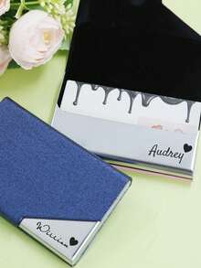 定制名片夹，个性化名片盒，定制卡包，真皮名片夹，女士信用卡钱包，卡包钱包，生日礼物，情人节礼物，男女通用，时尚便携，送给父亲、老板、同事、母亲、朋友的礼物，新年礼物 - 彩色 - 查看 2