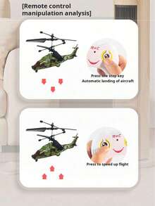 Remote Control Smart Sensing Helicopter, Fighter Plane, Made Of Anti-Fall Material, Infrared Sensing Remote Control Helicopter. Toy Plane, Remote Control Helicopter, Remote Control Plane, Plastic Flying Toy, Gesture Sensing, Infrared Interactive Educational Toy, With LED Lampshade, Remote Control No Battery Required. - Army Green - View 3