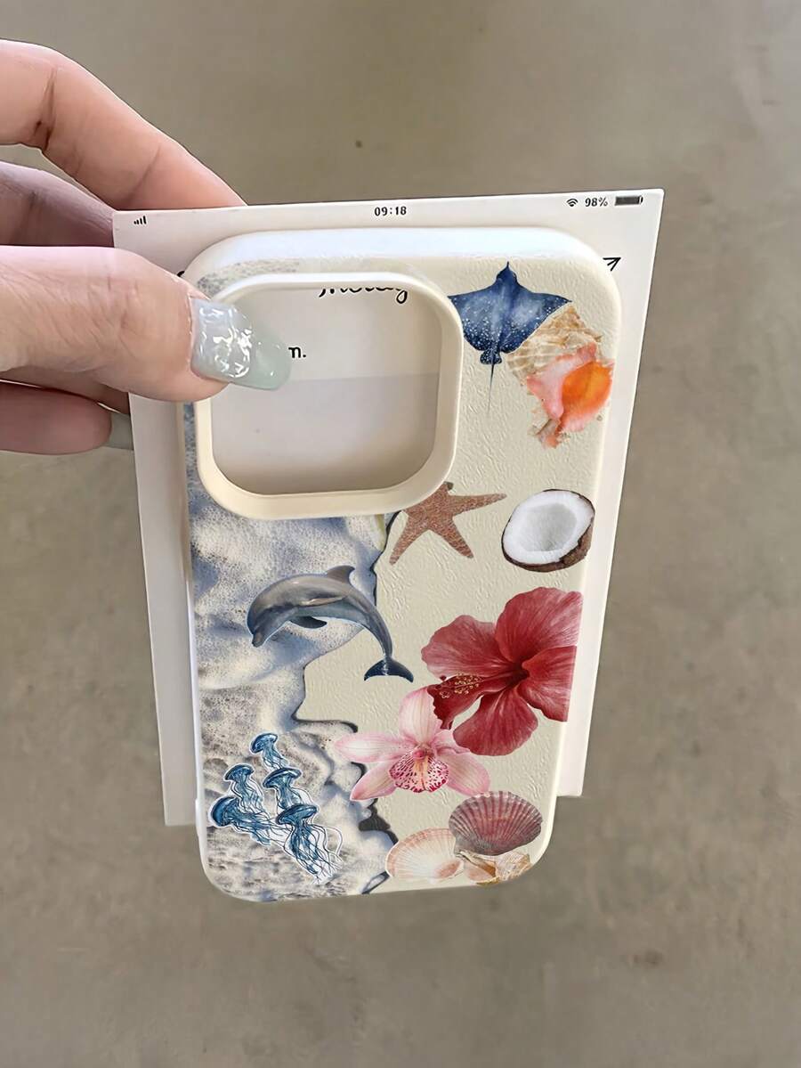 1 chiếc ốp lưng điện thoại TPU chống sốc tối giản họa tiết hoa biển trắng, tương thích với Apple 17, 16, 15, 14, 13, 12, 11 Pro Max, Air và các dòng khác, phiên bản quốc tế, không phải phiên bản nội địa. - Nhiều màu - Xem 1