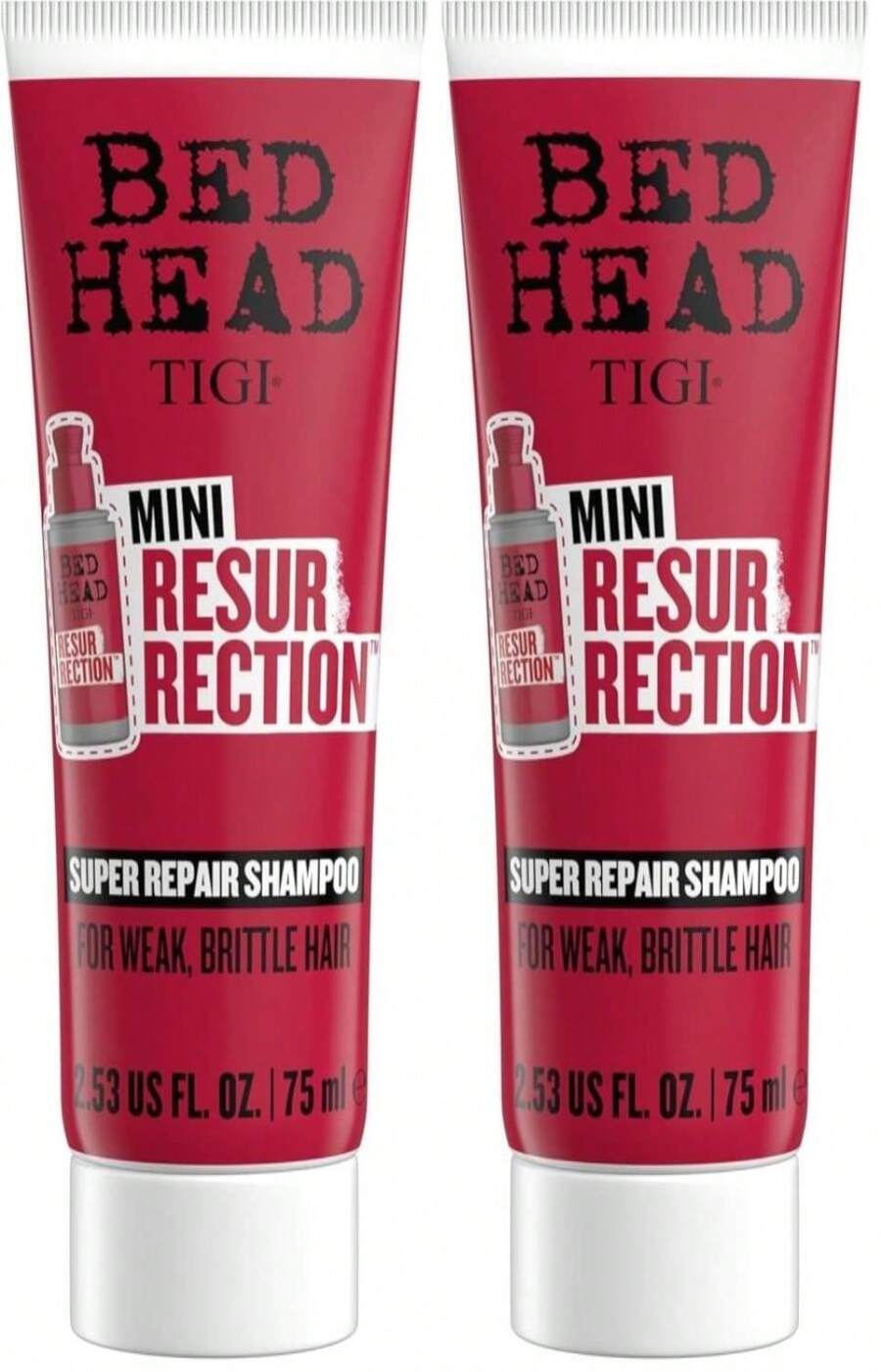 Bed Head By TIGI Resurrection Super Repair Shampoo Travel Mini \U2013 Repairing Shampoo For Dry, Brittle And Damaged Hair With Added Moisture And Nourishment\U200B\U200B, 2.53 Fl Oz (Pack Of 2) - ColorB - 查看 1