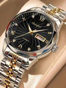 Automatic Mechanical Watch For Men, Stainless Steel Strap, Dual Calendar Luminous Men's Wristwatch - Valentine's Day Gift - Fast Delivery - Silver - View 2