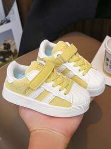 1 đôi giày thể thao da trẻ em unisex dễ thương, giày chạy bộ đế mềm chống trượt thoáng khí thời trang đa năng cho trẻ nhỏ/trẻ lớn, thích hợp cho mùa xuân, hè và thu. - Màu vàng - Xem 5