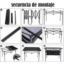 CYPNGeorgeX 95cm*55cm Mesa Plegable para Exteriores Enrollable de Aluminio Mesa Plegable Enrollable Portátil con Bolsa de Almacenamiento para Picnic Al Aire Libre Playa PescaFashion - como en la foto - Ver 5