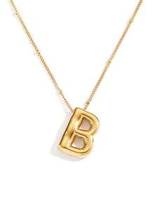 1 chiếc dây chuyền chữ bong bóng mạ vàng 18k, dây chuyền hạt dày dành cho nữ, quà tặng trang sức. - Vàng - Xem 7
