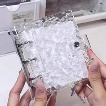 1个波浪形透明活页夹，亚克力透明文件袋，耐用材质，活页夹封面，可用作笔记本、计划本、卡片夹、贴纸簿、相册、文具