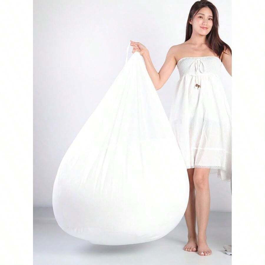 interior para puf gigante, funda de forro para adultos, nios, adolescentes sin relleno, sala de estar, recmara, funda redonda para sof perezoso sin relleno, 5.3 pies, color blanco - Interior de cubículo de 53 pies - Ver 1