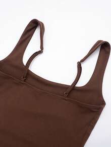 Women Sexy Elegant Backless Maxi Dress Satin Patchwork Spaghetti Strap Bodycon Dress Low Cut Square Neck Dress Club Dress Weeding Guest Cocktail Party Dress Valentines Day Summer Cloth - Brown - View 5