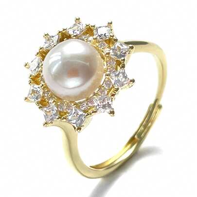 Da'ra 7-8mm Freshwater Pearl, 925 Silver Mini Sun Open Ring, Lustrous Pearl Embedded In Radiant Center, Expandable Floral Silver Band, Adjustable Fit. The Moment The Pearl Touches Skin, The Warm Luster Spreads With The Light, Like Capturing Sunshine On Your Fingertips. Comes With A Custom Gift Box, Unwrapping Is A Healing Ritual, Wear It To Enhance Your Elegance, Gift It To Express Your Affection, Each One Is A Unique Token Of Tenderness.