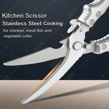Tijeras de cocina WXCOO, tijeras para huesos de pollo, tijeras multifuncionales para carne, verduras y pescado, con antideslizante, tijeras especializadas para cocina - Tijeras de plata - Ver 6